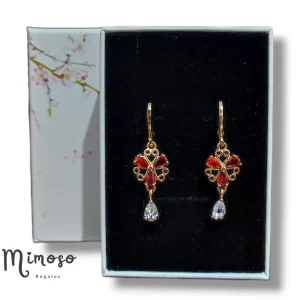 Aretes colgantes con piedras de colores